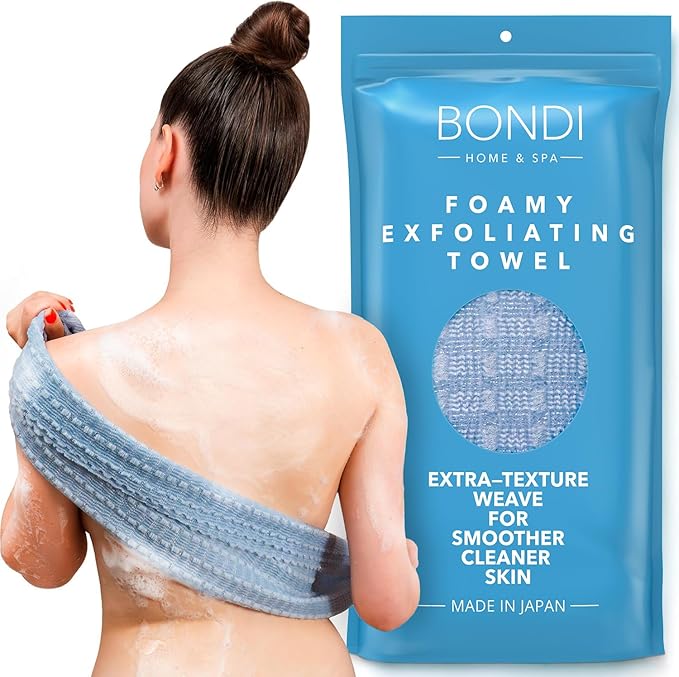 BONDI Exfoliating Washcloth for Smooth Skin - Extra Long - Perfect for Back Scrubbing - Made in Japan