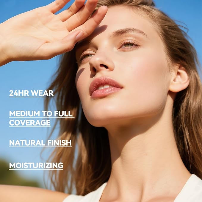 SPF 50 Liquid Foundation,Long Lasting,Moisturizing,Matte & Non-Comedogenic Foundation Makeup for All Skin,Medium-Full Coverage (Light, 1.05 FL.OZ (Pack of 1))