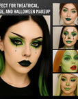 Green Eyeshadow Palette with Mirror Lime Forest Emerald Tones Matte Shimmer 6 Colors Mini Eye Shadow Pallet Travel Size Highly Pigmented for Goth Fairy Joker Wicked Halloween Parties Makeup