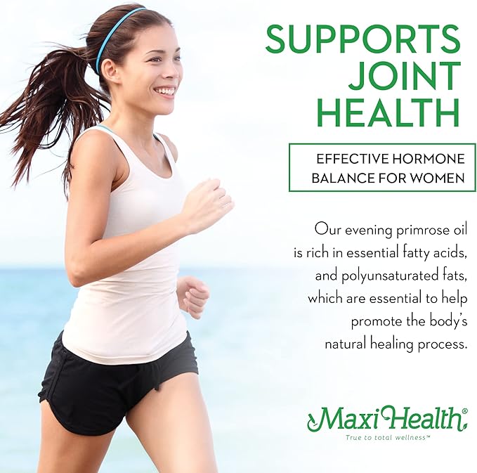 Maxi Health Women's Organic Evening Primrose Oil Capsules 1500mg - EPO Gamma Linolenic Acid Supplement - PMS & Hot Flashes Menopause Relief - GLA Hormonal Acne Supplements (90 Count)