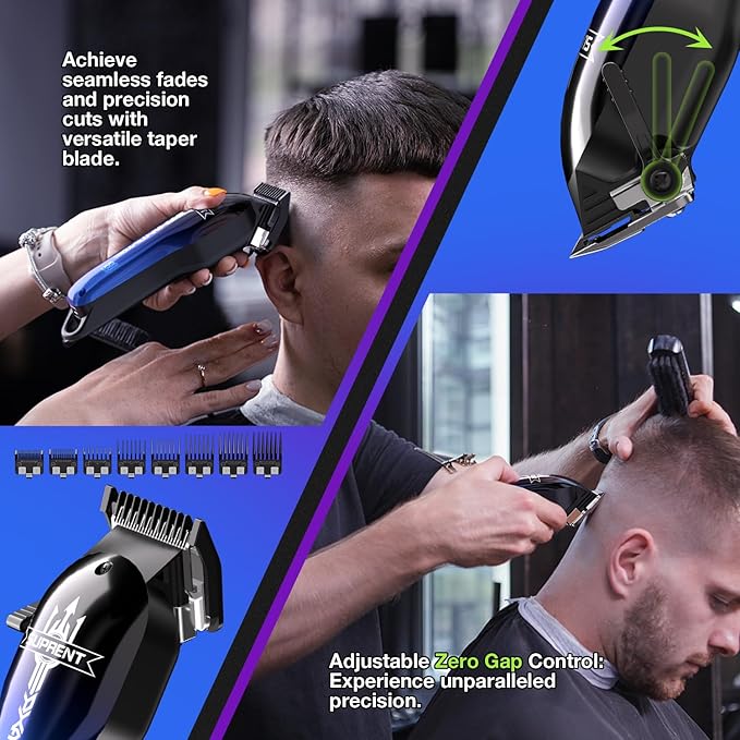 SUPRENT Hair Clippers for Men, Cordless Hair Clippers Set with Type-C Rechargeable, 7000 RPM Powerful Haircutting Clippers