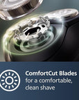 Philips Norelco Shaver 1100 Series, Dry Electric Shaver, 27 Self-Sharpening ComfortCut Blades, 4D Floating Heads, P-Cap, Deep Black, Model S1016/90