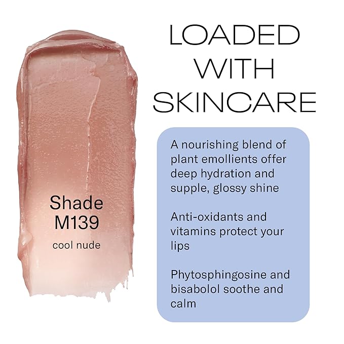 MOB Beauty Hydrating Shine Lip Balm M139 Cool Nude – Tinted Lip Balm Stick with Jojoba & Sunflower Oils, Clean Vegan Organic Lip Care for Nourished, Glossy Lips