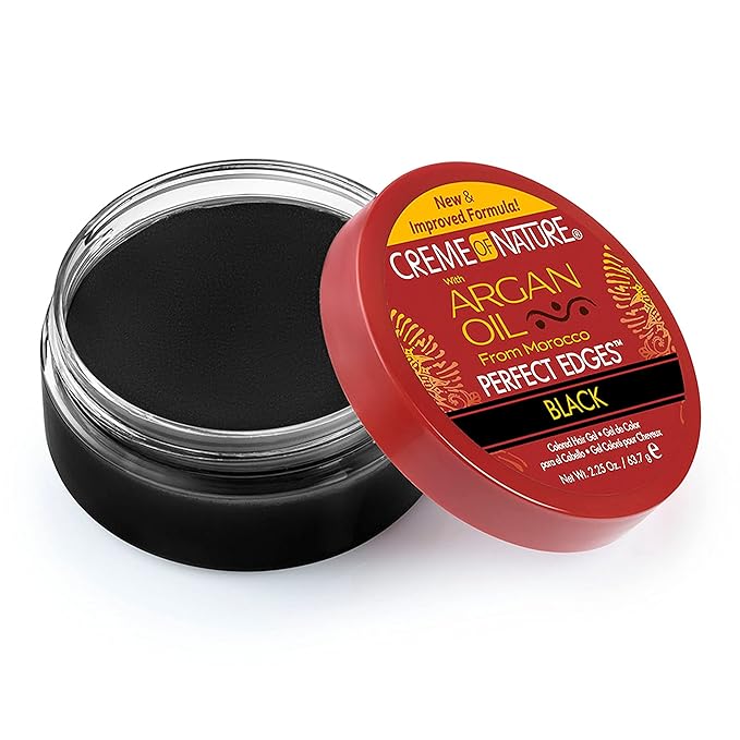 Creme of Nature with Argan Oil From Morocco Perfect Edges Hair Gel, 24 Hour Hold with Moisture and Exotic Shine, Black, 2.25 Oz (Pack of 1)
