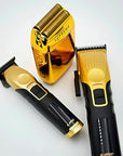 Supreme Trimmer 3-in-1 Barber Bundle | 2Spee Clipper, 2Spee Trimmer & Crunch Foil Shaver | Professional Beard Trimmer Men’s Hair Clipper Kit | (Gold)