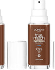 L'Oréal Paris True Match Super-Blendable Foundation, Medium Coverage Liquid Foundation Makeup with SPF 17, C9.5, Deep, 1 Fl Oz (Pack of 2)