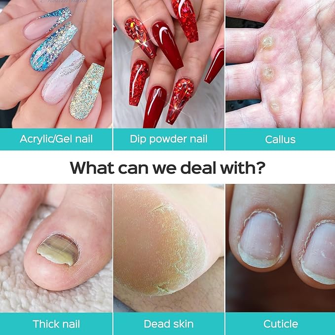 Cordless Electric Nail Drill File kit:Nail File Electric with 9 Speed LED Display for Acrylic Gel Dip Powder Polish,Professional Portable Manicure Pedicure Rechargeable for Home Salon Use (Blue)