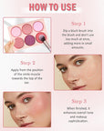 Matte Face Blush Palette with Brush-6 Colors Pink Purple Silky Mineral Blendable Blusher Contour Powder for Cheeks,Longlasting Facial Beauty Cosmetic,Mother's Day Makeup Gift for Women Girl-Set 01
