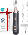 COSLUS Professional Manicure Pedicure Kit, 5-in-1 Electric Nail File for Toenail Hand Feet Care - Wider Grinder for Thick Nails, Cordless, 5 Speed, for Men Women Seniors Home Salon, Black, C43(END10)