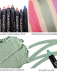 evpct Green Shimmer Cream Eye Shadow Brightener Sticks Set for Eyes, Green Shimmery Matte Pencil Eye shadow Applicator Stick Pen Palette Makeup Waterproof sombras en crema para ojos 34#