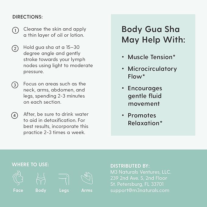 Large Body Gua Sha Tool for Lymphatic Drainage, Cellulite, Sculpting and Sore Muscles, Grip-Friendly Massager with Smooth Resin & Ergonomic Design for Jawline, Neck, Thighs and Stomach by M3 Naturals