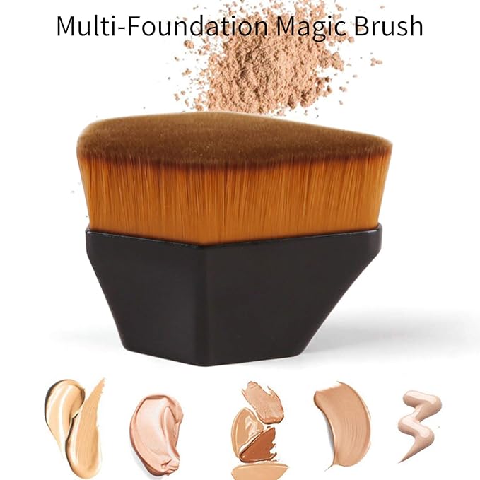 Foundation Brush, Daubigny Iron Type Makeup Brush for Face Blush Liquid Powder Foundation Brush for Blending Liquid, Cream or Flawless Powder Cosmetics with Protective Case (Black)
