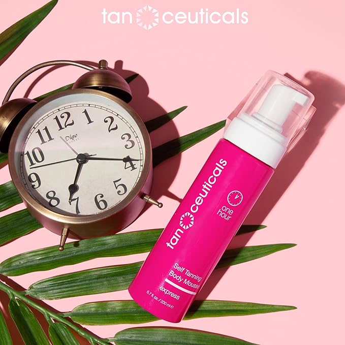 Tanceuticals Express Self Tanning Body Mousse - Fast Acting Self Tan Foam - Develops in 1-4 Hours, Natural Looking, Vegan & Cruelty Free - Sunless Tanner with Acai Berry, Pomegranate & Argan Oil