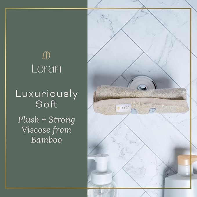 Vanilla Extra Large Washcloths Set of 6 Soft Body Cloths 13” x 13” 70% Viscose Derived from Bamboo, 30% Cotton Spa-Like Feel Silky for Skin Cleansing