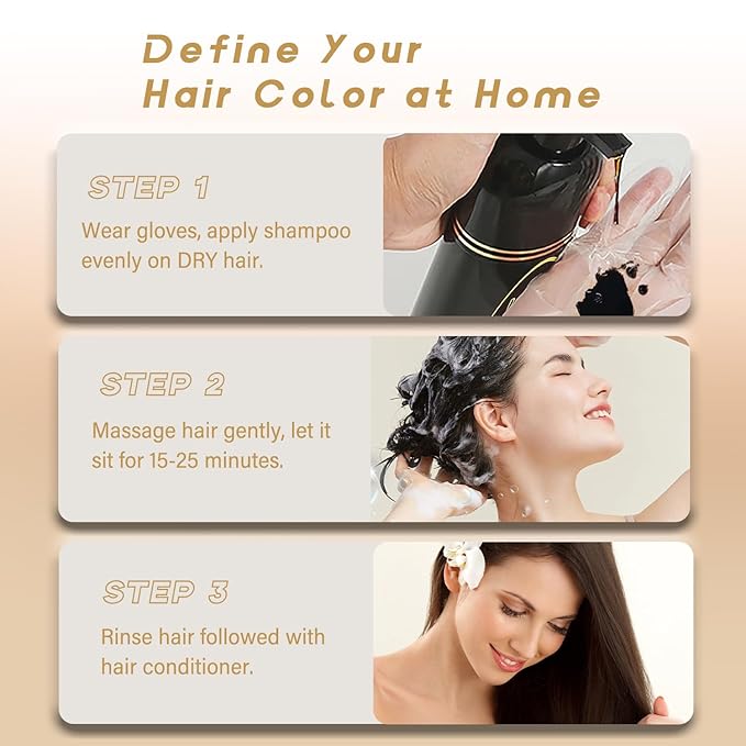 Silver Gray Hair Dye, Hair Dye Shampoo 3 in 1, Silver Hair Shampoo, Hair Color Shampoo for Gray Hair, Champu Para Canas & Shampoo Para Canas Mujer
