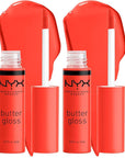NYX PROFESSIONAL MAKEUP Butter Gloss, Non-Sticky Lip Gloss - Orangesicle (Orange) (Pack of 2)