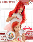 Temporary Red Hair Color Wax for Kids, Washable Colored Hair Styling Mud, Women Men Style Dye for Girls Boys Teens, Instant Hair Coloring Gel Cream for DIY Cosplay Halloween Children's Day