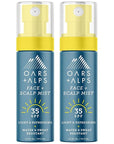 Oars + Alps Face & Scalp Sunscreen Spray Mist, SPF 35 Facial & Hair Sunscreen, Protects from Blue Light, Infused with Aloe Vera + Cucumber, Water & Sweat Resistant, Summer Splash Scent, 2pk