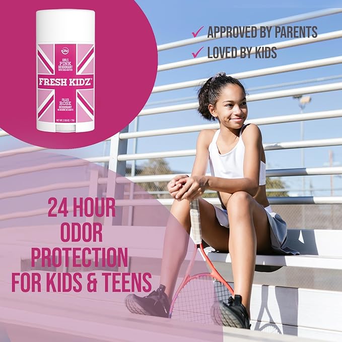 Fresh Kidz Body Wash 16.9 fl.oz. and Stick Deodorant 2.65 oz for Kids and Teens - Girls "Pink" Set