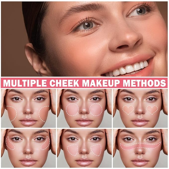 Cream Blush Stick with Brush,Waterproof Blush Makeup,Long Lasting Cherry Pink