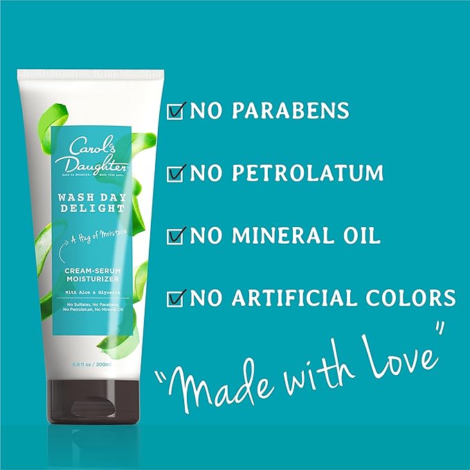 Carol's Daughter Wash Day Delight Cream Serum Hair Moisturizer for Curly Hair, Anti-Frizz, Made with Aloe and Glycerin, 6.8 fl oz