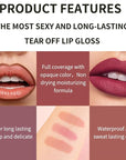 Peel Off Lip Stain Tattoo Set, 3 Colors Peel Off Lip Liner, Removable Lip Liner Set, Matte Finish Waterproof Lip Liner Pencil, Transfer-proof Peel Off Lip (3Colors/Set, B)