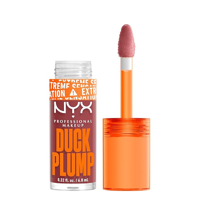 NYX PROFESSIONAL MAKEUP Duck Plump High Pigment Lip Gloss, Lip Plumper Gloss with Spicy Ginger - Mauve Out Of My Way