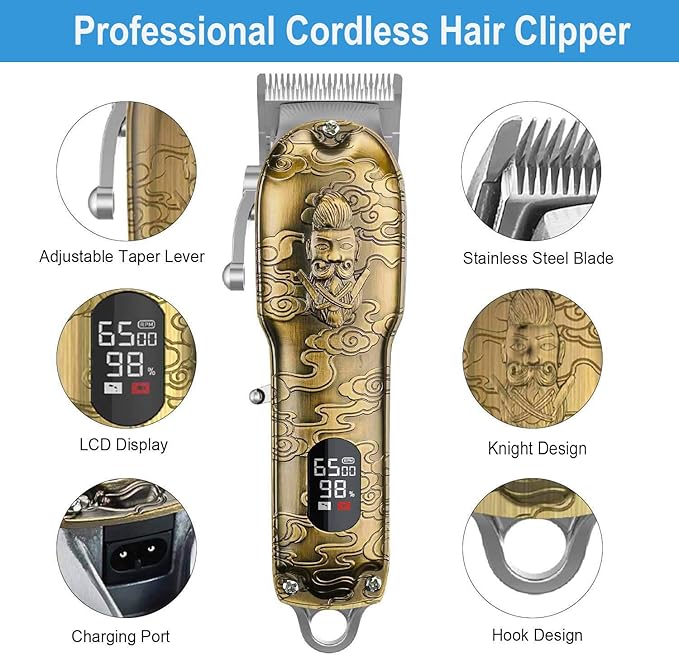 Suttik Hair Clippers for Men Professional, Cordless Barber Clippers for Hair Cutting, Beard Trimmer Hair Cutting Kit with LED Display