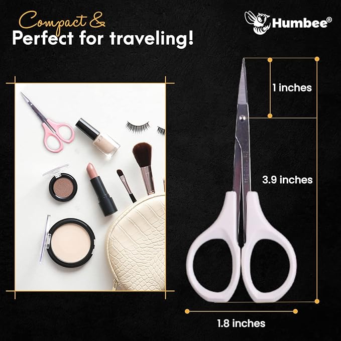 Hair Trimming Scissors Set, Grooming Scissors for Facial Hair, Nose Hair, Mustache, and Beard Grooming, Stainless Steel Eyebrow Scissors