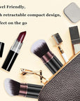 Retractable Kabuki Makeup Brush, 2 Pack Travel Powder Foundation Makeup Brush Face Blush Brushes for Blending Liquid, Blush, Bronzer, Buffing, Sunscreen,Flawless Cosmetics