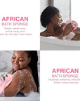UJFQBH African Net Sponge African Net Long Net Bath Sponge Exfoliating Shower Body Scrubber Back Scrubber Skin Smoother,Great for Daily Use (Pink)