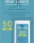 BLUE LIZARD Mineral Sunscreen Stick with Zinc Oxide SPF 50+ Water Resistant UVA/UVB Protection Easy to Apply Fragrance Free, Kids, Unscented, 0.5 oz