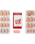 KISS imPRESS No Glue Mani Press-On Nails, Design, 'As It Was', Neutral/green, Medium Size, Almond Shape, Includes 30 Nails, Prep Pad, Instructions Sheet, 1 Manicure Stick, 1 Mini File