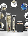 Professional Hair Clipper Set for Men Electric Shaver Razor Cordless Hair Cutting Barber Clippers Beard Trimmer Men’s Grooming Kit Gifts for him (Bronze)