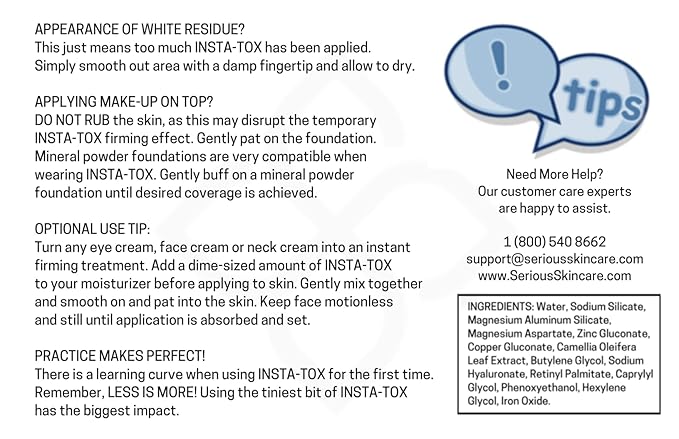 Serious Skincare INSTA-TOX Instant Wrinkle Smoothing Serum - Improves appearance of Fine Lines & Wrinkles - Temporary Skin Tightener - Instant Line Filler - Two .75 Fl Oz Tubes (2Pack)