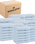 Arkwright Bath Washcloths 12 Pack - (Bulk Case of 60) Super Soft 100% Cotton, 600 GSM Quick Dry & Absorbent, Luxury Face & Body Wash Cloth Towels for Hotels, Spa, and Vacation Rental, Misty Blue