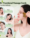 Gua Sha Tool for Face & Body – 4 in 1 Natural Green Sandalwood,Lymphatic Drainage,Jaw Lifting & Nose Sculpting, Head Massage Comb for Stress Relief,Home Office Self Care,Gifts for Mom Girl Friend