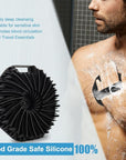 Silicone Body Scrubber, Body Wash Scrubber, Shower Scrubber for Body, Non-Slip Handle for Easy Cleaning, Travel Friendly (Black)