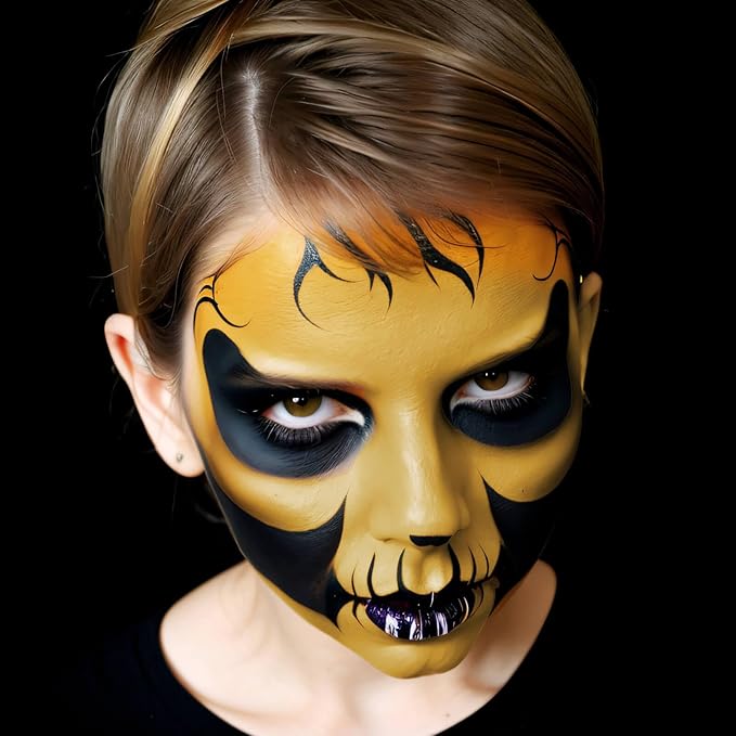 MEICOLY Yellow Face Body Paint Stick(1.06 Oz),Sally Makeup Dress Face Paint,Scarecrow Body Paint Stick,Sweatproof Waterproof Ginger Tan Face Paint for Halloween Special Effects SFX Cosplay