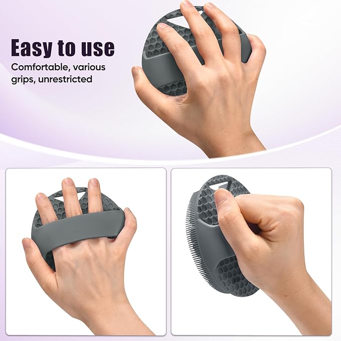 Lymphatic Drainage Silicone Body Scrubber for Shower - Exfoliating Silicone Loofah with Zinc Infused and Stiff Massage Nodes，for Improving Skin Health and Reduces Acne -Dark Gray