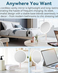 Makeup Mirror with Lights, 4K Ultra-Clear Reflection, Long-Press Adjustable Brightness, 3 Glow Settings, Flexible Multi-Angle Design–Perfect for Makeup and Skincare (White)