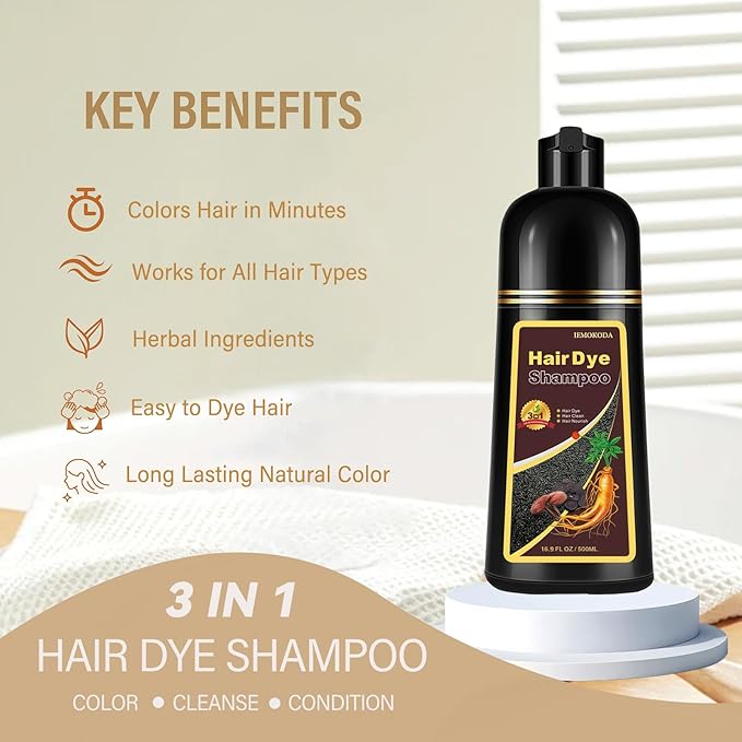 Red Hair Dye Shampoo, Hair Color Shampoo for Women Men, Long Lasting Red Hair Dye, Burgundy Hair Dye, Colors in Minutes, Shampoo Para Pintar el Cabello, Easy to Use, 16.90 Fl Oz