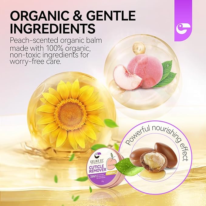gelike ec Cuticle Cream for Dry Damaged Cuticles Organic Nail Cuticle Remover for Dry, Rough Hands Cracked Rigid Skin - Professional for Salon Home Use