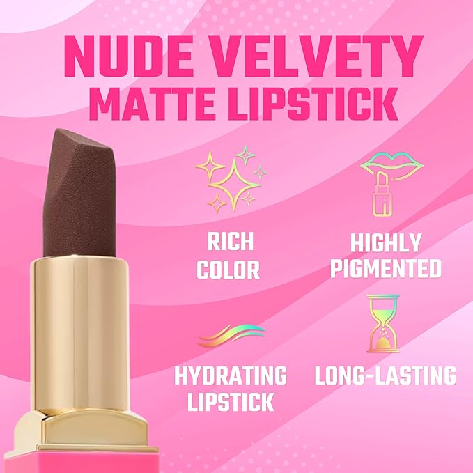 Juvia's Place The Nude Velvety Matte Lipstick Cocoa - Nude Velvety Lipstick, Long-lasting, Rich-Color Lip Makeup, Creamy with Matte Finish, Beauty & Lip Products