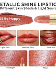 Oulac Coral Orange Lipstick for Women with Metallic 3D Shine Lightweight Hydrating Formula, High Impact Lip Color, Vegan Beauty, Full Coverage Lip Makeup, Christmas Gifts for Women, Be Happy(05)