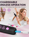 Electric Nail Drill, Cordless 2000 mAh Rechargeable Portable Nail File 12 in 1 Kit for Thick Toenails, 10 Speeds Nail Dril Machine Professional Manicure Pedicure for Hand Natural Nails Care (Black)