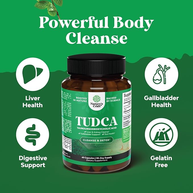Advanced Bile Salt TUDCA Supplement - Extra Strength TUDCA 500mg per Serving Bile Salts for Gallbladder Kidney and Liver Support - High Purity Tauro Ursodeoxycholic Acid Liver and Gallbladder Cleanse