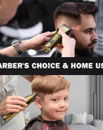 FADEKING® Professional Hair Clippers for Men - Cordless Barber Clippers for Hair Cutting, Rechargeable Hair Beard Trimmer with LED Display & Quality Travel Storage Case (Gold)