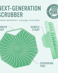 Sud Scrub® Antimicrobial Silicone Body Scrubber, Exfoliating Body Scrubber for Sensitive Skin, Eco Friendly Shower Scrubber for Body, Silicone Body Brush for Showering, Mint