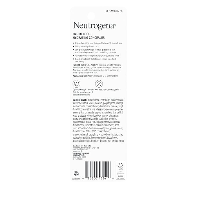 Neutrogena Hydro Boost Hydrating Concealer Stick for Dry 0.12 Oz
